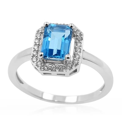 Cavill - Zilveren Ring 925 Sterling Gerhodineerd - 1.197 ct Marambaia Topaas - Achthoekige Braziliaanse Edelsteen - Pavé Zirkonia Cocktailring Elegant