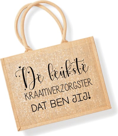 Glittertas cadeau kraamverzorgster kraamhulp-De leukste kraamverzorgster dat ben jij