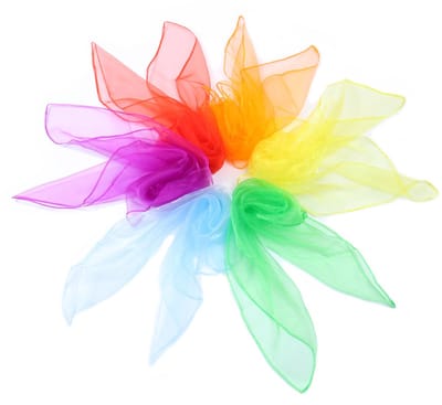 Jongleersjaal, kleurrijke sjaal, baby-sensorische sjaal, danssjaal, jongleerdoek, kindersjaal, magische jongleervoorstelling voor kinderen, 60*60 cm, 6 stuks