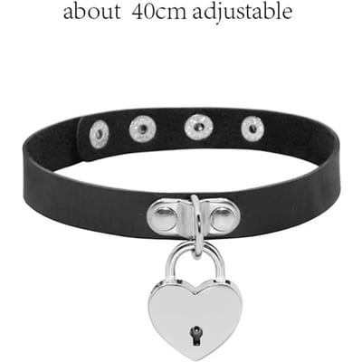 Harajuku Choker Sexy Hartslot Sleutel Klinknagels Zwarte Goth Punk Chokers Gotische Choker Ketting Voor Vrouwen Hip Hop Bondage Cosplay black