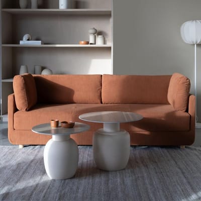 Housecraft Living Karula Bijzettafel Laag 50x50 cm Travertin-Look Beige