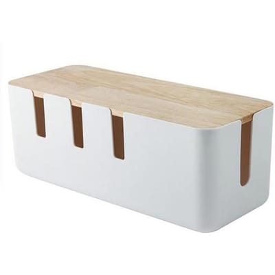 Boîte de Rangement en Bois pour Câbles d'Alimentation Organisateur Rectangulaire pour Prises d'Alimentation