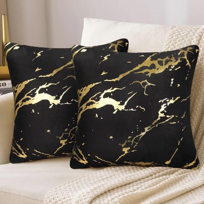 Luxueuze Kussenhoezen 40 x 40 cm van Zacht Velvet met Goud Marmerpatroon voor Woonkamer en Slaapkamer - Set van 2 Kussenslopen