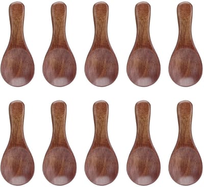 JHUBERS- Zoutlepel Set van 10 - Houten Lepels - Mini Proeverij Lepels - Voor Zout/Suiker/Specerijen - Draagbaar - Lichtgewicht en Herbruikbaar