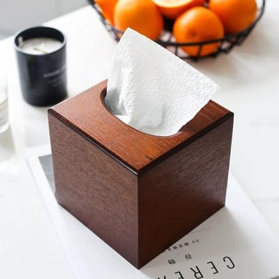 Boîte à mouchoirs en bois léger et luxueux, table basse d'hôtel, porte-serviettes, accessoires de table à manger, ustensiles de rangement de cuisine black