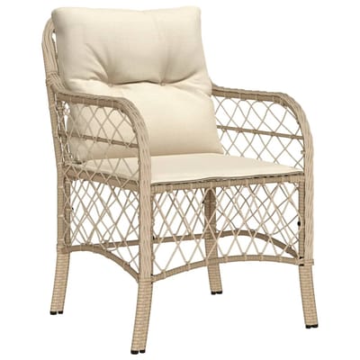 vidaXL - 5-delige - Tuinset - met - kussens - poly - rattan - beige