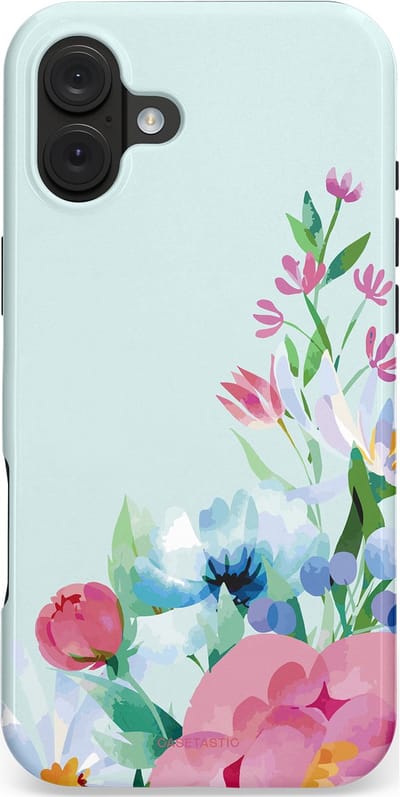 Casetastic hoesje geschikt voor Apple iPhone 16 Plus - MagSafe - Dubbellaagse bescherming - Dagdroom in bloei - Fashion Case - Lichtgrijs Lichtroze