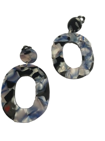 Petra's Sieradenwereld - Clipoorbel hanger blauw parelmoer (387)