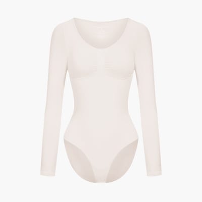 cfab - Bodysuit met corrigerende werking, lange mouwen en bijpassend slipje - Zandkleur - XS