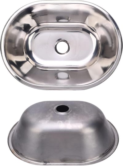 RV Spoelbak - Keuken Wasbekken - Mobiele Keukens - Vlak Ingebouwd - 374x274x100 Mm - Zilver