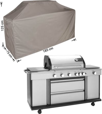 Raffles Covers BBQ hoes - 185 x 75 H: 125 cm - RBBQ185 - Waterdicht - Ademend - UV-bestendig - Elastisch rijgkoord - Beschermhoes tuinmeubelen