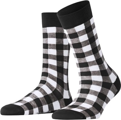 Burlington Vichy gedessineerd katoen sokken dames zwart - maat 36-41