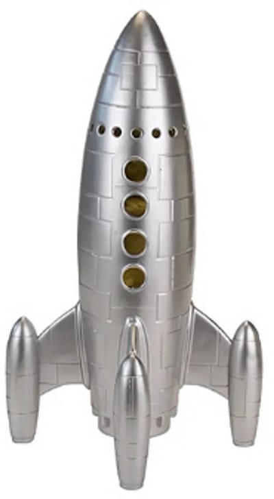 Cosy & Trendy Tafellamp/Beeldje Rocket Resin - 20x20x44cm - Excl. 3xAAA batterijen - Zilver