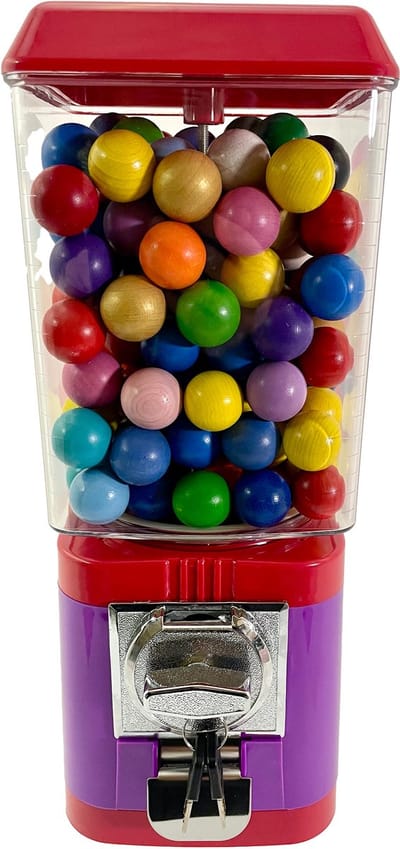 Boulemaus - Jeu de Boules - Butjesautomaat - kleur rood-violet - gevuld met 170 gekleurde Butjes - muntinworp 2,00 Euro