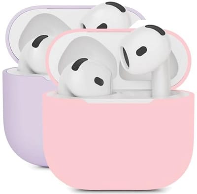 Siliconen Beschermhoes voor AirPods 4 Gen - Ultra Dun en Schokbestendig - Set van 2 in Lila en Roze