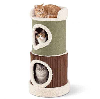Krabton voor katten - Kattenhuis - Voor buiten - Hok - Kooi - Bench - Ren - duurzaam - Groen, bruin en beige