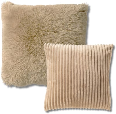 KUSSENSET - 2-delig - Cosy Layers - 60x60 cm, 45x45 cm - inclusief binnenkussens - beige