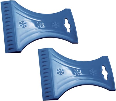 Prosperplast IJskrabber / raamkrabber - 2x - voor auto ramen - Blauw - Kunststof - 10 x 13 cm - Ruitenkrabber