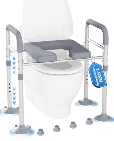 Verhoogde Toiletbril met Armleuningen voor Volwassenen – In Hoogte Verstelbaar en Universeel