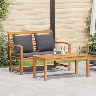 vidaXL - Bank - Bruin - en - Donkergrijs - 110 - x - 66 - x - 76 - cm - Massief - Teakhout