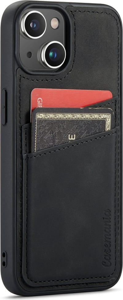 Casemania Hoesje Geschikt voor Apple iPhone 14 Plus - met Pasjeshouder Charcoal Gray - Back Cover met Kaarthouder
