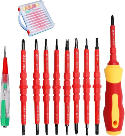 Schroevendraaierset - Geïsoleerde Schroevendraaiers - Elektronica Reparatie - 17-in-1 Multifunctioneel - 10 Delig - Rood