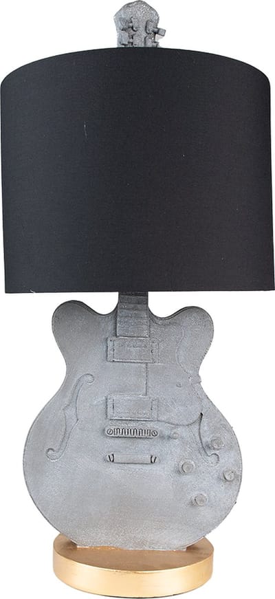 Clayre & Eef Tafellamp Gitaar Ø 30x68 cm Grijs Kunststof