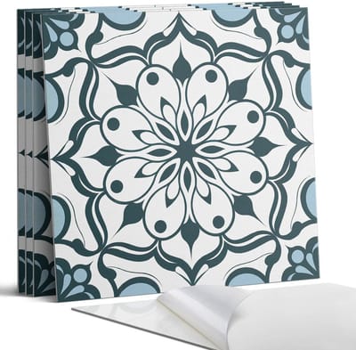 Coloray Wandpanelen Zelfklevend - Bloemenmandala-patroon Zelfklevende Wandpanelen - 50 cm x 50 cm - Zwart Wandpaneel PVC - 5 stuks - Mozaïeken Wandpanelen Zelfklevend - Wandbord Keuken - Wandpaneel Badkamer