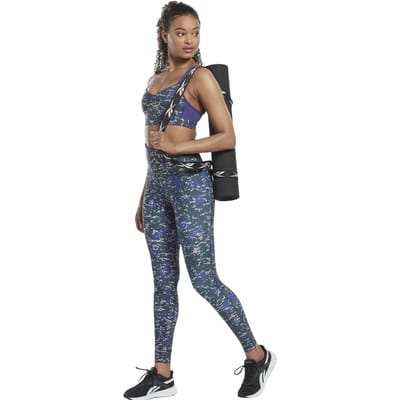 Reebok Sportbeha voor dames met 'Lux Camouflage'-motief, medium ondersteuning (Bosgroen)