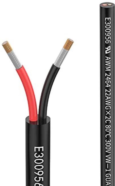 22 AWG 2-aderige verlengkabel met vertinde koperdraad - 2 meter, UL2464, spanning tot 300 V