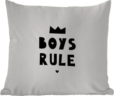 Tuinkussen - Boys Rule - Quotes - Spreuken - Kinderen - Jongens - 40x40 cm - Weerbestendig