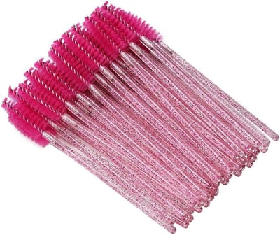 50 stuks Nylon wimperborstel voor wimperextensions - Wegwerpbaar en draagbaar in roze (Rooskleurig) - Make-upborstel voor wimpers en wenkbrauwen