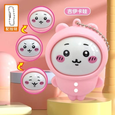 Chiikawa Anime Gezichtswisselend Speelgoed – Drukken Om Expressie Te Veranderen Sleutelhanger Figuur Hachiware Usagi Kawaii Cadeau Verzamelobject Speelgoed white