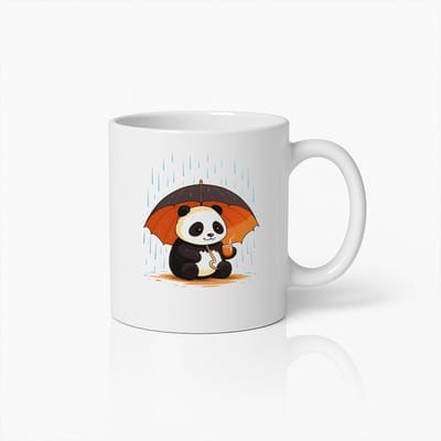 Schattige Panda Mok met Paraplu – Leuke Regenachtige Dag Keramische Koffiebeker voor Dierenliefhebbers