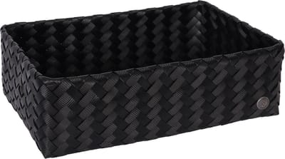 Opbergmand - Organizer - Woonkamer - Kinderkamer - Badkamer - Babykamer - Handgevlochten rechthoekige mand - Handed By Grand ideal - zwart - black