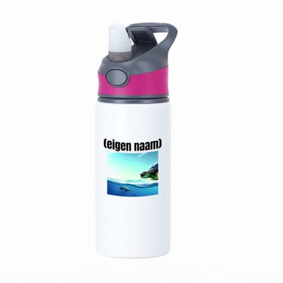 Hacebo® - schildpad in de zee met eigen naam waterfles met rietje roze - Schildpad - schildpad liefhebbers - iemand die houdt van schildpadden - verjaardag - cadeau - kado - geschenk - water fles - 650ML