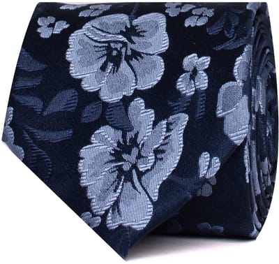 TRESANTI | EMAIRO | Zijden stropdas met bloemen | Navy