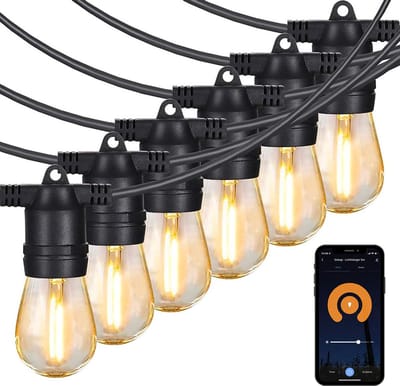 Gologi lichtsnoer buiten en binnen - Lichtslinger 15M - Tuinverlichting LED - Warme sfeerverlichting 2700K - Waterdicht - Smart verlichting met App - Koppelbaar tot 20M