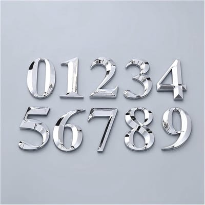 Huisnummer Sticker - Deurnummer Cijfer - Adres Aangeven - Zelfklevend Ontwerp - 7cm Hoog - Zilver