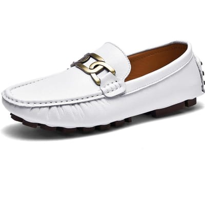 Krokodillenpatroon Gommino Lazy Driving Shoes Britse Casual Schoenen Echt Leer Herenschoenen 45 white