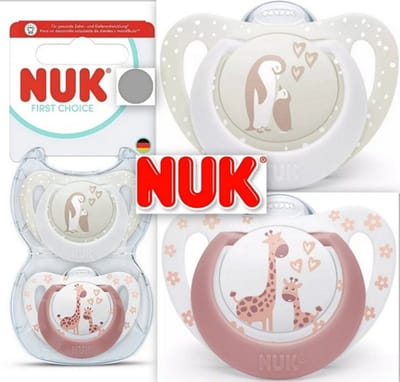 NUK First Choice Fopspeen – Siliconen – Giraf / Pinguïn - 2 stuks- 0-6 maanden