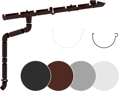 Regenwater Afvoer - Dakgoot Set - Water Afvoeren - Compleet PVC-U Systeem - 6 Meter Set - Bruin
