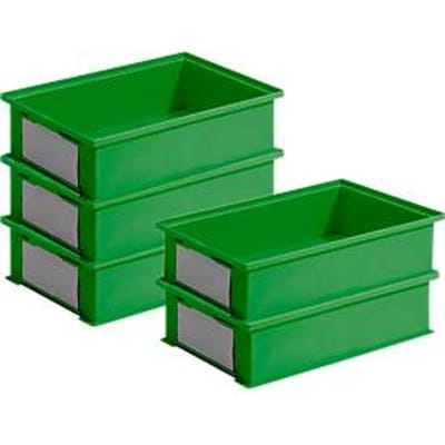 Stapelbakken serie 14/6-2-H -  PP-kunststof - L 465 x B 314 x H 120 mm - 12 liter - groen - 5 stuks