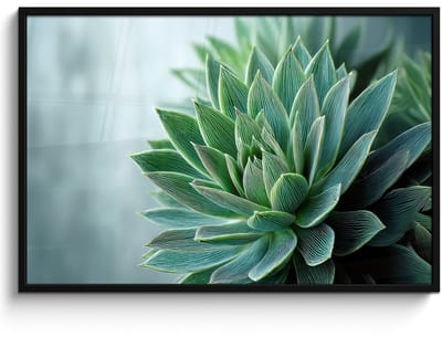 Poster in lijst - Fotolijst 120x80 cm - Posters - Vetplant - Bladeren - Groen - Wazig - Posterlijst zwart - Decoratie - Wanddecoratie woonkamer - Muurdecoratie slaapkamer