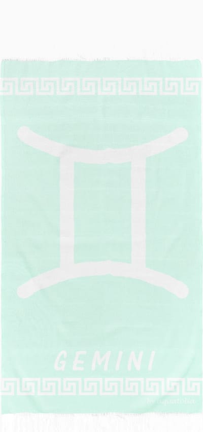 uit Turkije By Aquatolia Hamamdoek Gemini Zodiac - 100% Zacht Katoen - Strandlaken - Handdoek - Licht Groen - 100cm x 180cm - Originele hamamdoek uit Turkije
