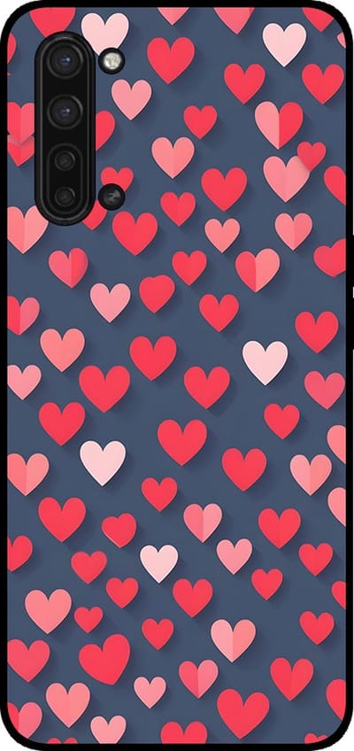 Smartphonica Telefoonhoesje Geschikt voor Oppo Find X2 Lite met Roze en Rode Hartjes Opdruk - TPU Backcover Case With Rosé and Red Heart Design geschikt voor Oppo Find X2 Lite