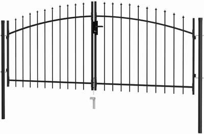 Dubbele Vleugelpoort - Hekpoort Tuinpoort - Tuin Afscheiden - Gepoedercoat Staal - 300 x 175 cm - Zwart