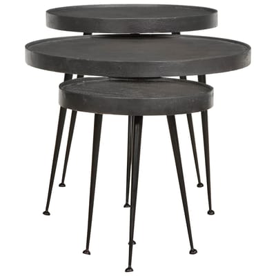 vidaXL - Salontafel - 3 - stuks - Zwart - bewerkt - hout