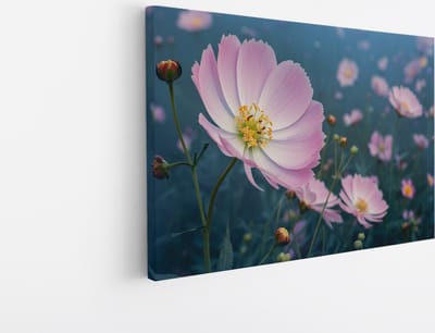 Saammp Canvas Schilderij - Grote Roze bloem - Natuur - 45x30 - Foto op canvas - Wanddecoratie - Muurdecoratie Woonkamer - Slaapkamer decoratie - Canvas Print