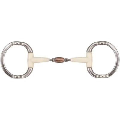 Dubbelgebroken paardenliftbit + koperen roller Soyo Happy mouth "contour"